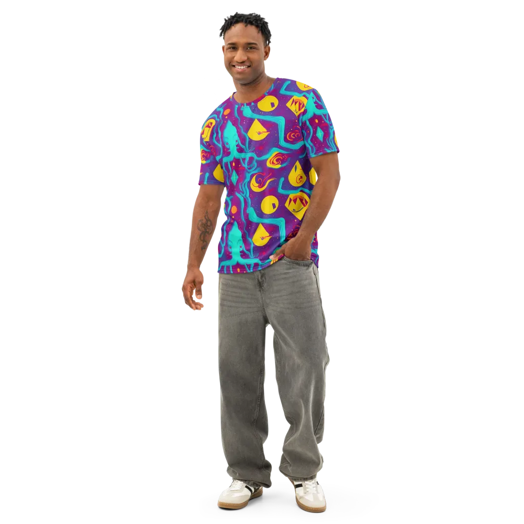 Cosmic Current on Men's Cotton Crew Neck T-Shirt — Front