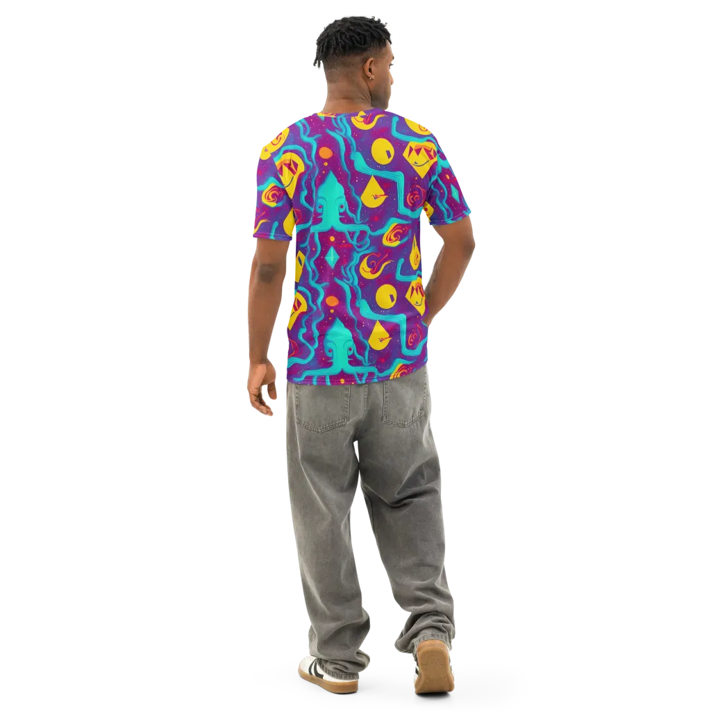 Cosmic Current on Men's Cotton Crew Neck T-Shirt — Back