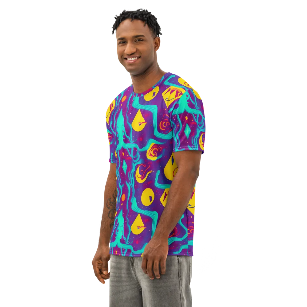 Cosmic Current on Men's Cotton Crew Neck T-Shirt — Left Front