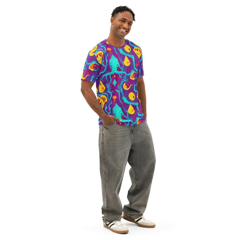 Cosmic Current on Men's Cotton Crew Neck T-Shirt — Right Front