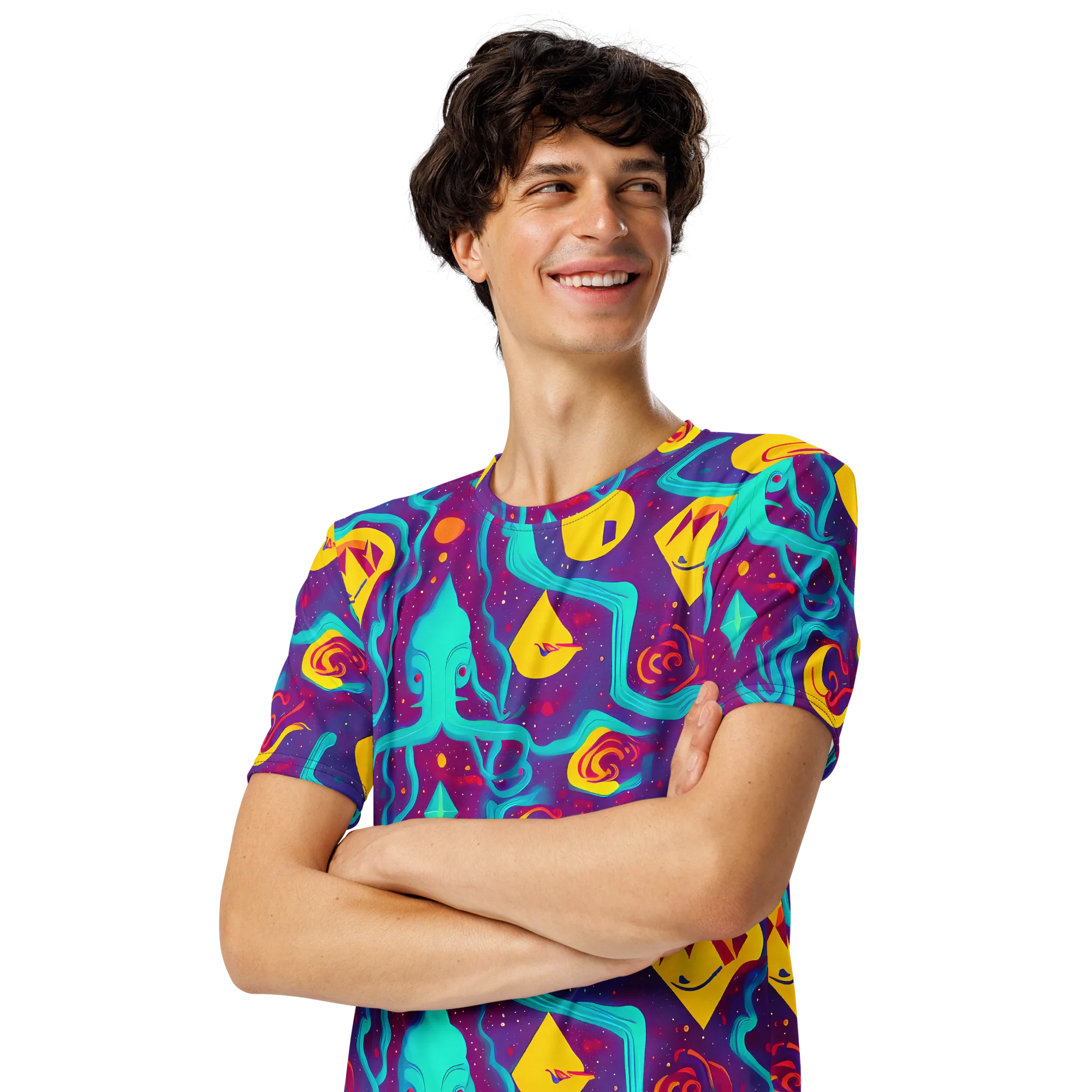 Cosmic Current on Men's Crew Neck T-Shirt — Left Front