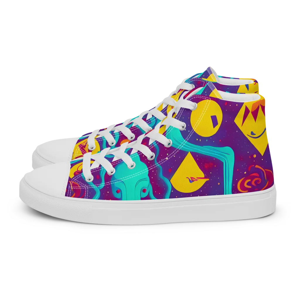 Cosmic Current on Men's High Top Canvas Shoes — Left