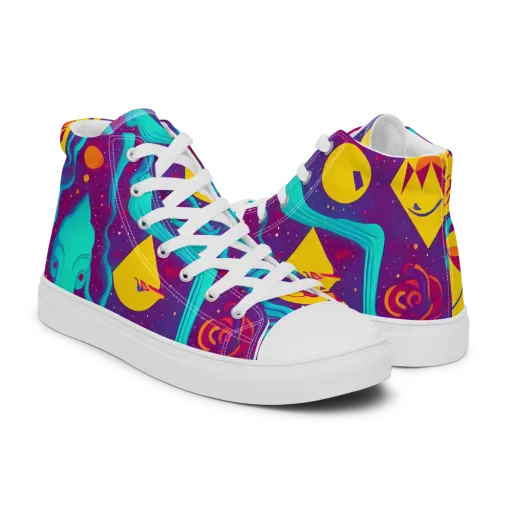 Cosmic Current on a Men's High Top Canvas Shoes