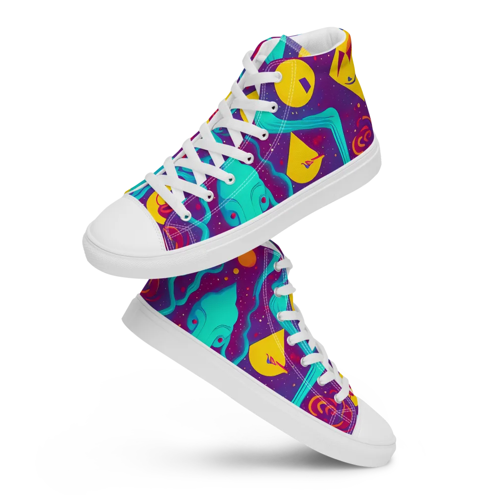 Cosmic Current on Men's High Top Canvas Shoes — Front