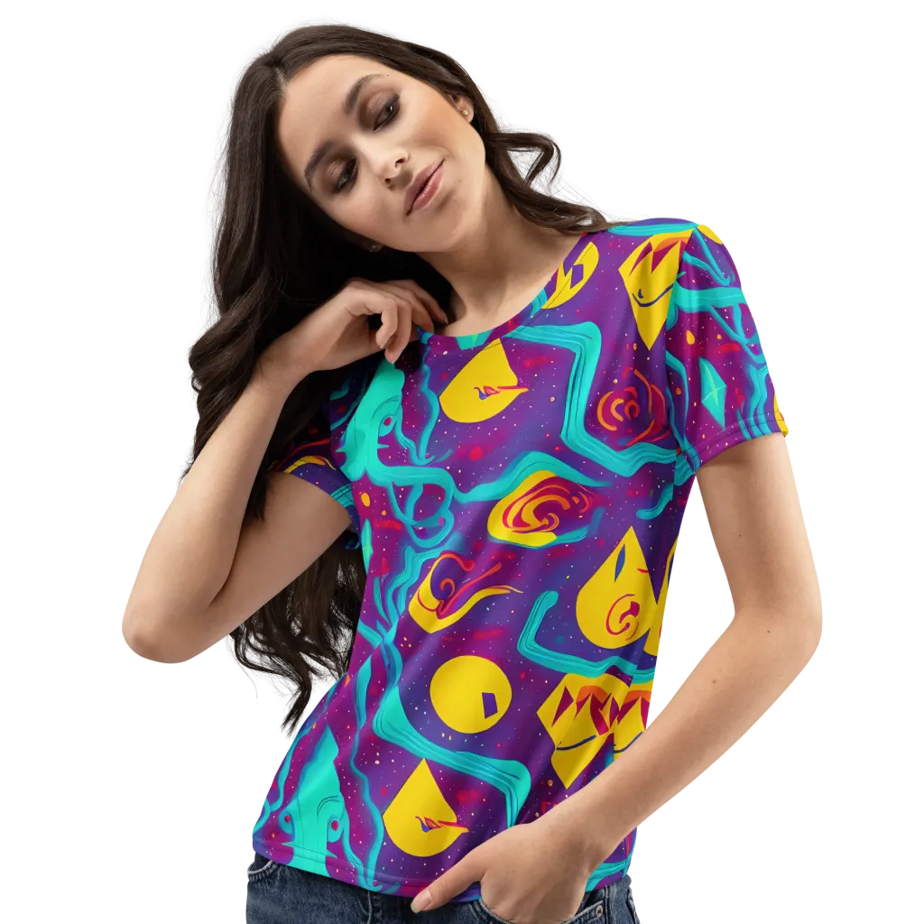 Cosmic Current on Women's Crew Neck T-Shirt — Left Front