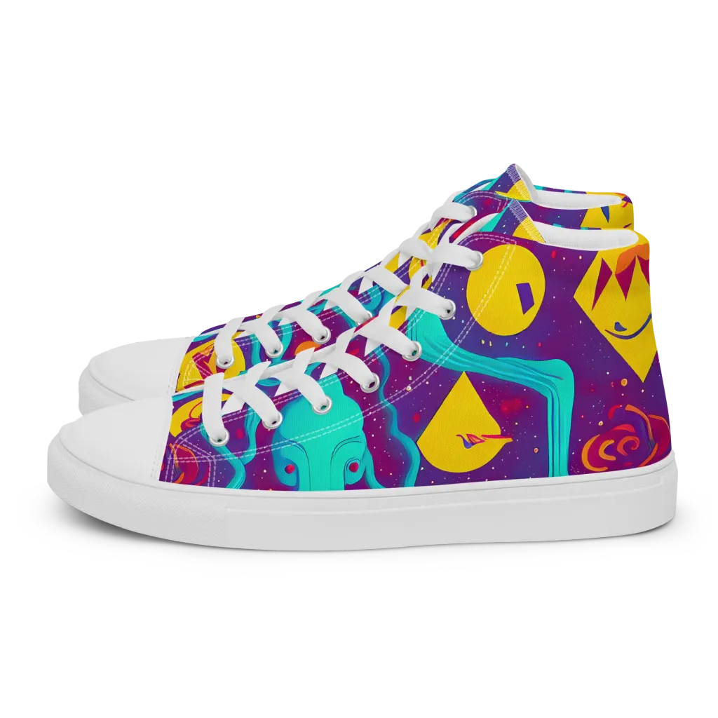 Cosmic Current on Women's High Top Canvas Shoes — Left