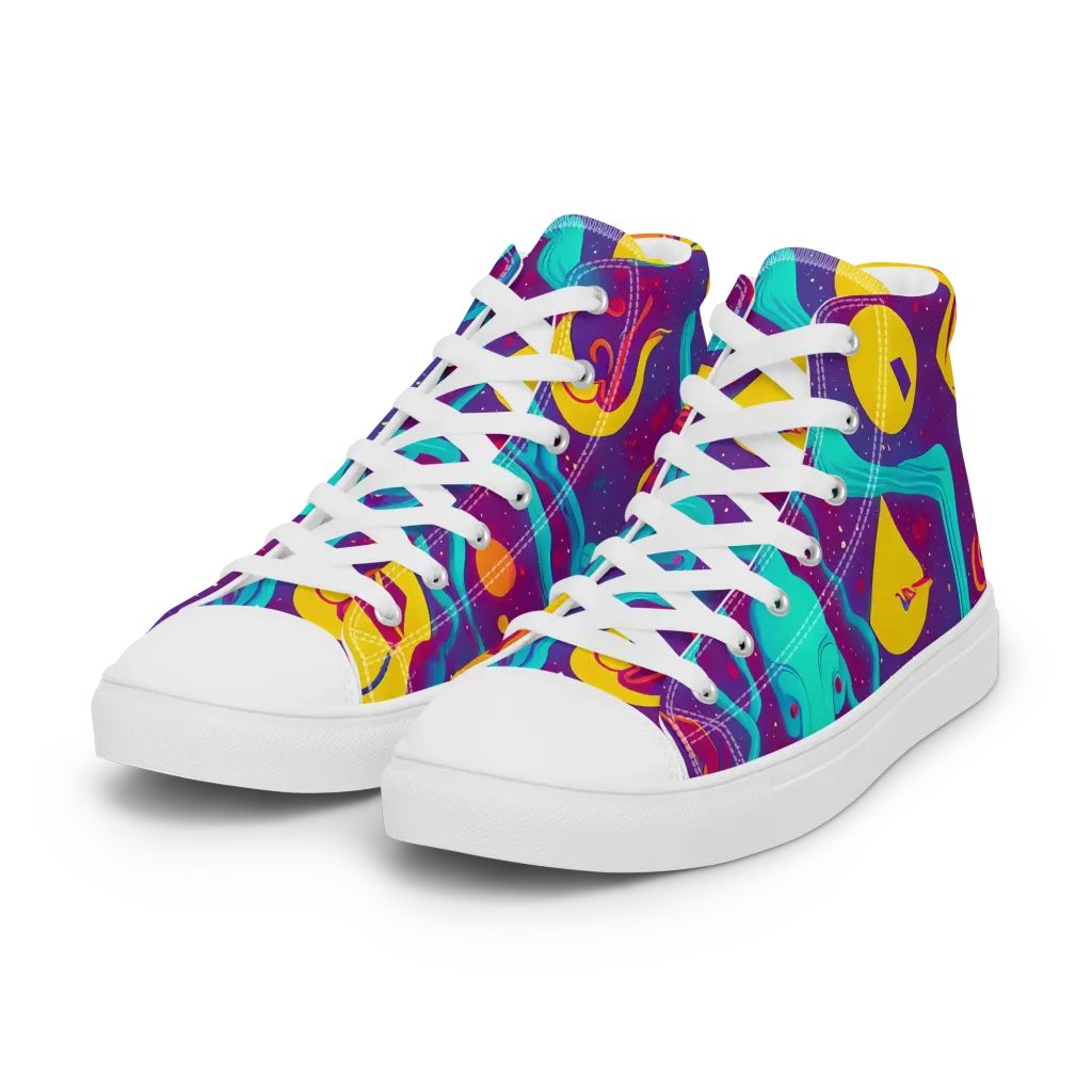 Cosmic Current on Women's High Top Canvas Shoes — Left Front