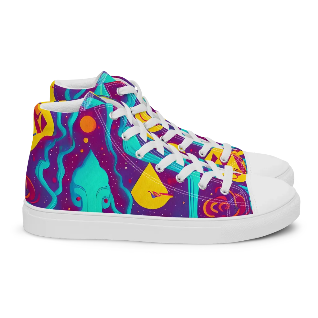 Cosmic Current on Women's High Top Canvas Shoes — Right