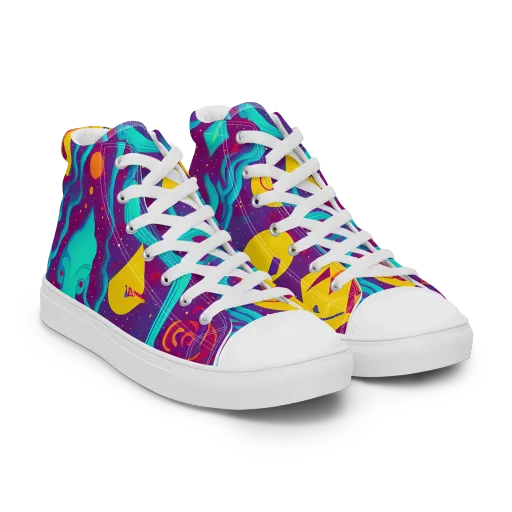 Cosmic Current on a Women's High Top Canvas Shoes