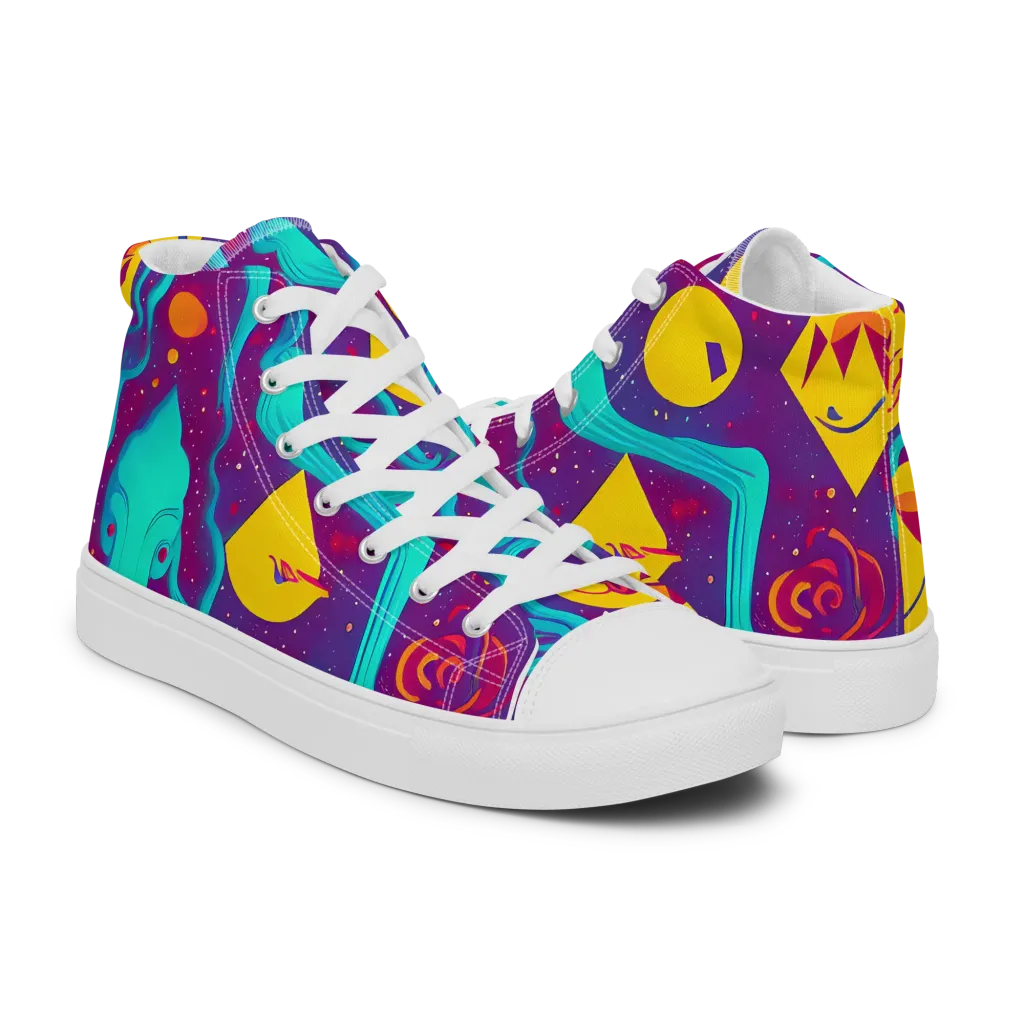 Cosmic Current on Women's High Top Canvas Shoes — Right