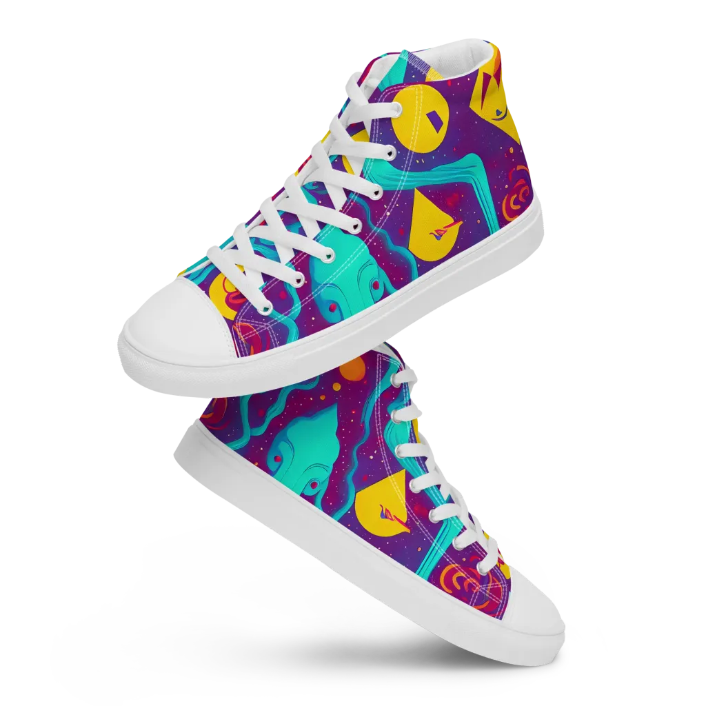 Cosmic Current on Women's High Top Canvas Shoes — Front
