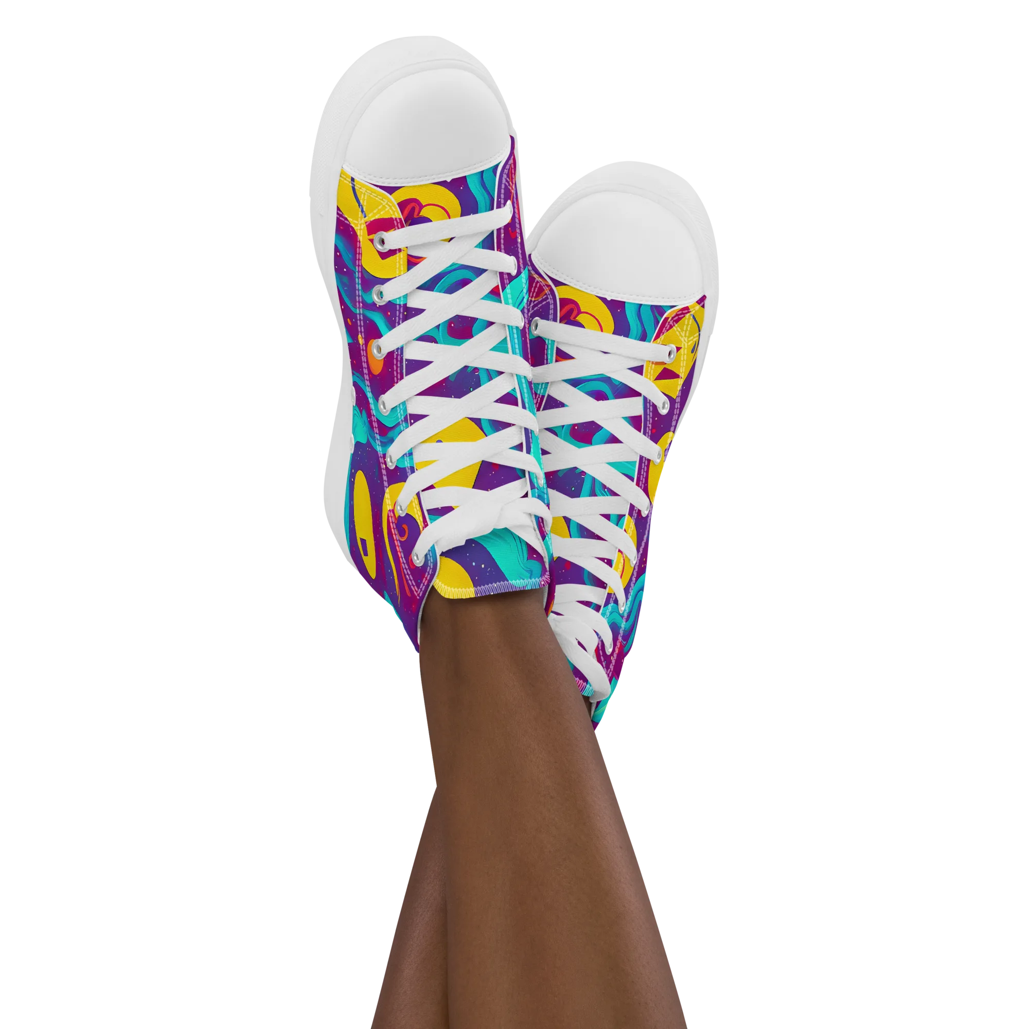 Cosmic Current on Women's High Top Canvas Shoes — Front