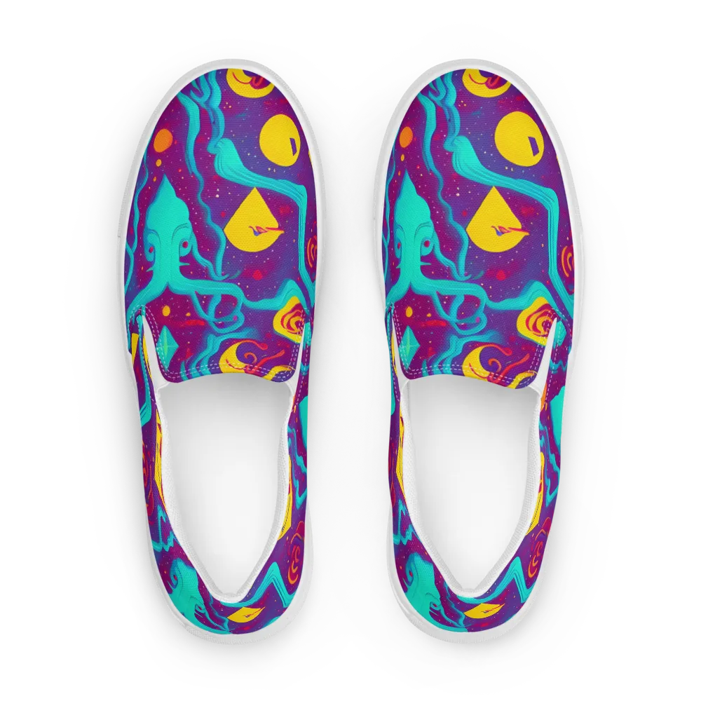 Cosmic Current on Men's Slip-On Canvas Shoes — Front