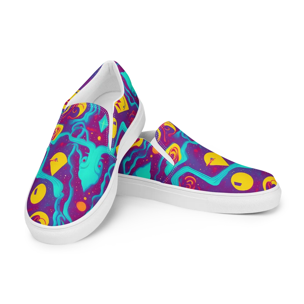 Cosmic Current on Men's Slip-On Canvas Shoes — Left Front