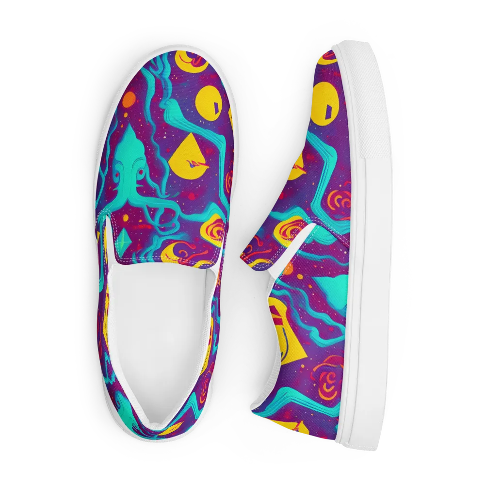Cosmic Current on Men's Slip-On Canvas Shoes — Front