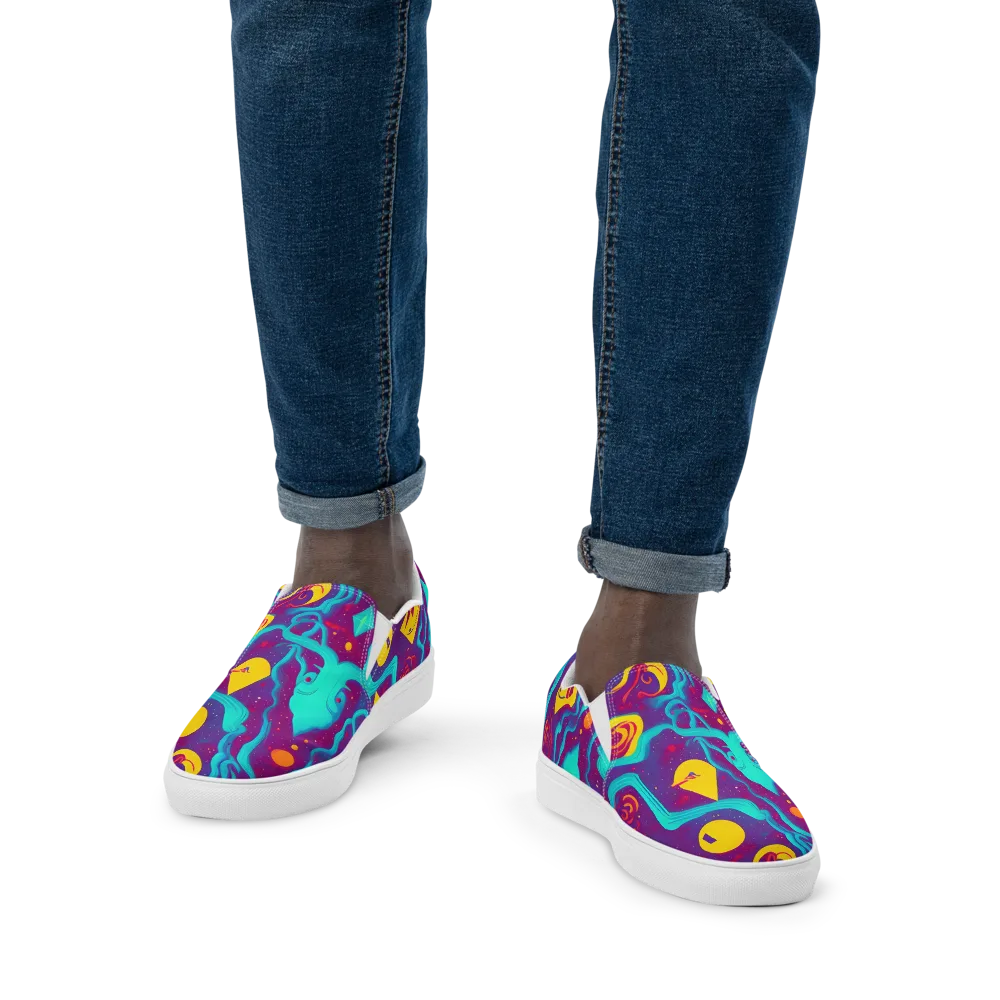 Cosmic Current on Men's Slip-On Canvas Shoes — Front