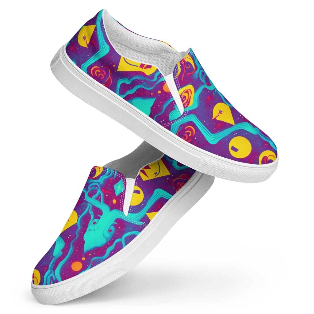 Cosmic Current on Women's Slip-On Canvas Shoes — Front
