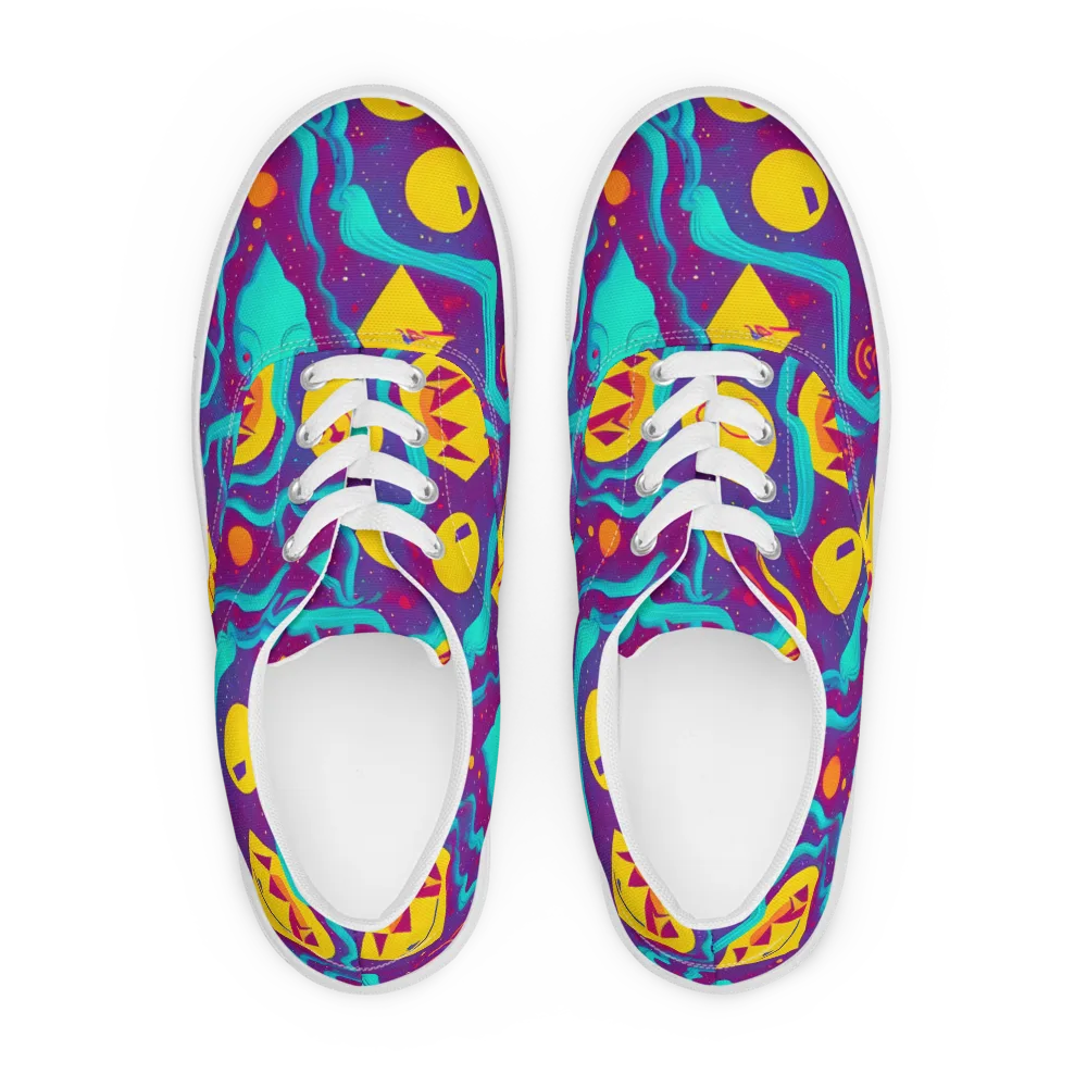 Cosmic Current on Men's Lace-Up Canvas Shoes — Front