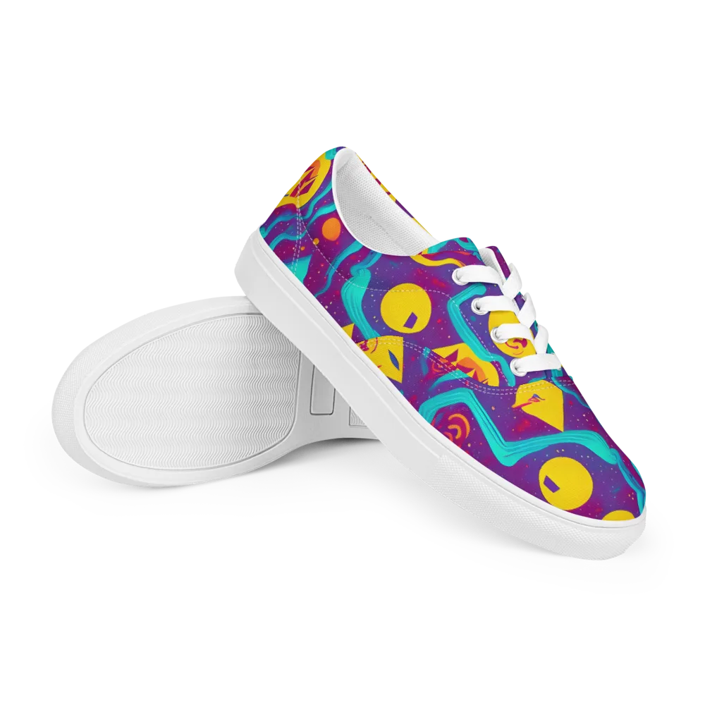 Cosmic Current on Men's Lace-Up Canvas Shoes — Right Front