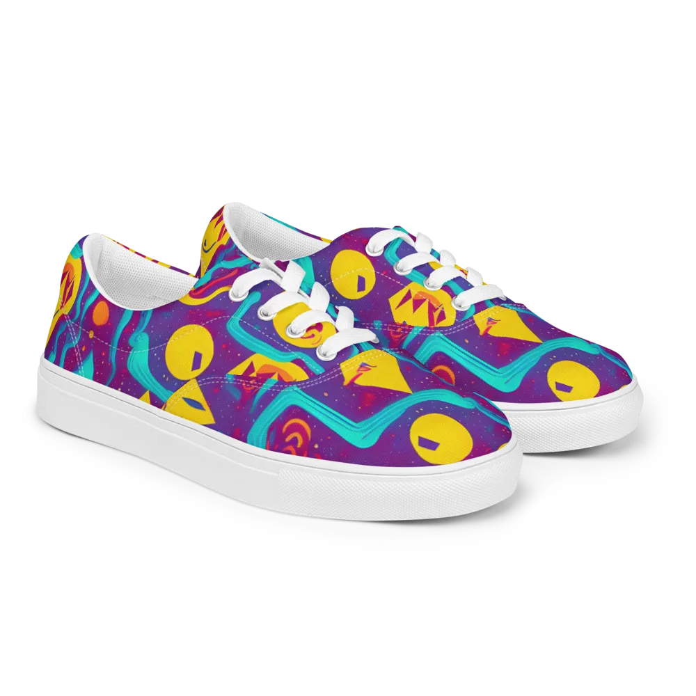 Cosmic Current on Men's Lace-Up Canvas Shoes — Right Front