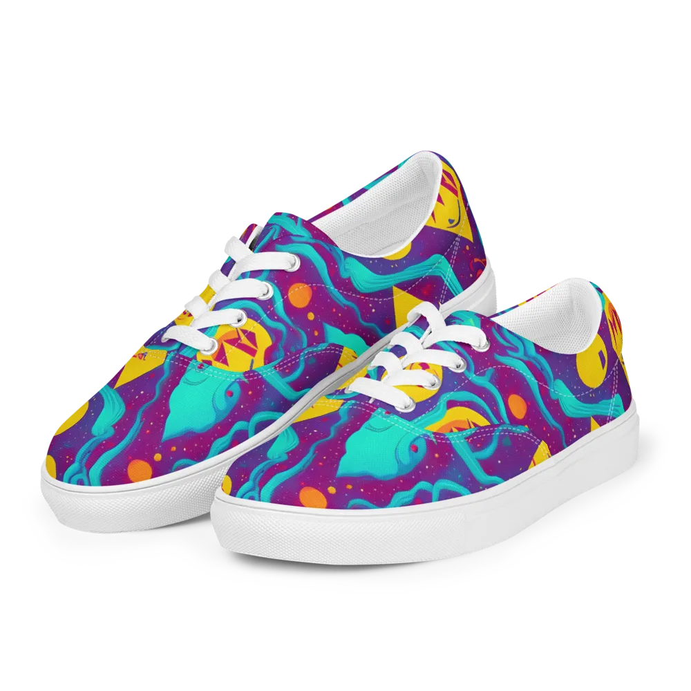 Cosmic Current on Men's Lace-Up Canvas Shoes — Left Front