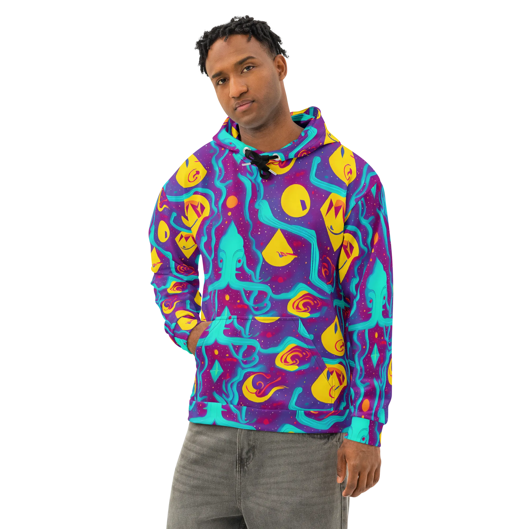 Cosmic Current on Cotton Hoodie — Left Front