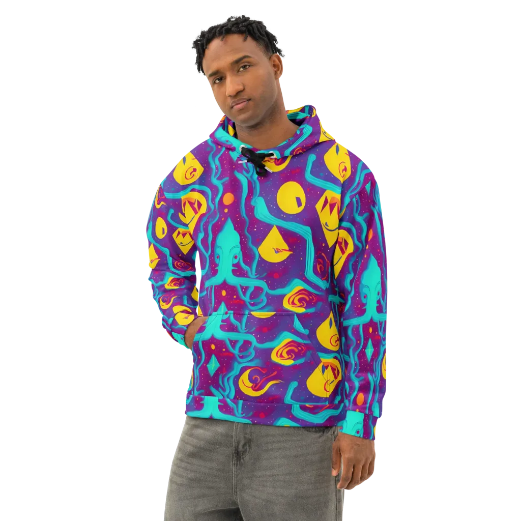 Cosmic Current on Cotton Hoodie — Left Front
