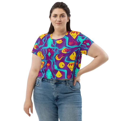 Cosmic Current on a Crop Tee
