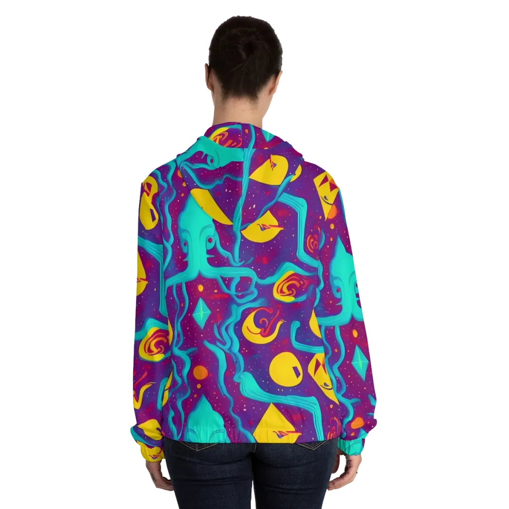 Cosmic Current on Women's Full-Zip Hoodie — Back On Person