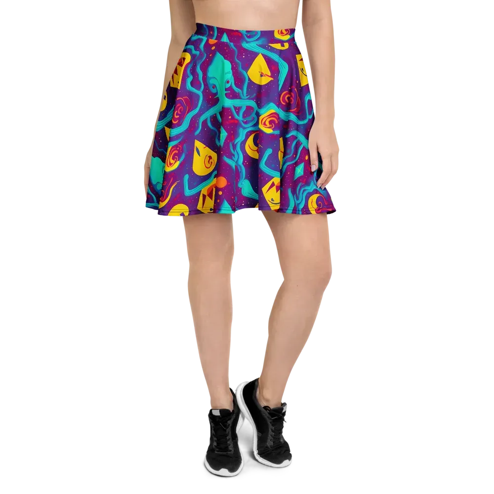 Cosmic Current on Skater Skirt — Front