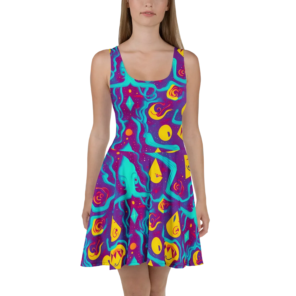 Cosmic Current on Skater Dress — Front