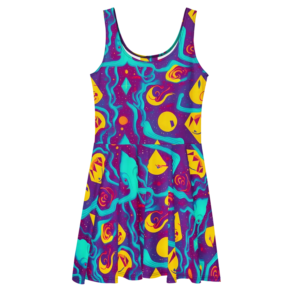 Cosmic Current on Skater Dress — Front