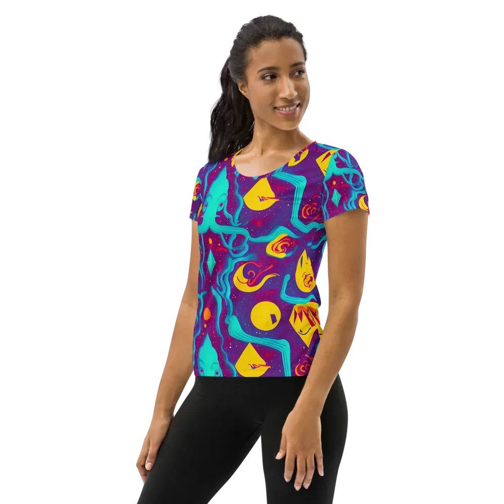 Cosmic Current on Women's Athletic T-Shirt — Left