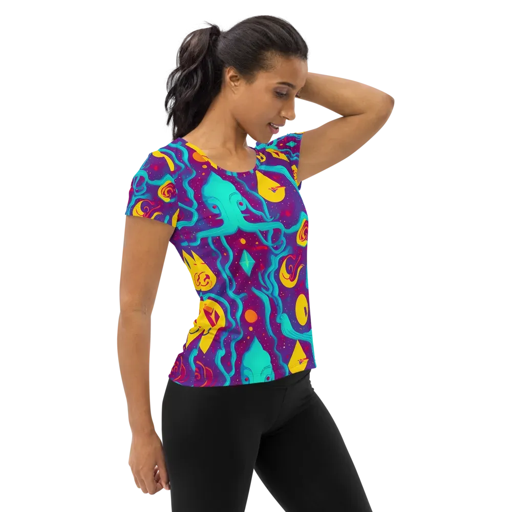 Cosmic Current on Women's Athletic T-Shirt — Right