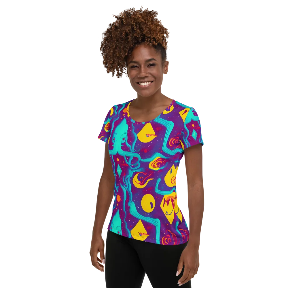 Cosmic Current on Women's Athletic T-Shirt — Left