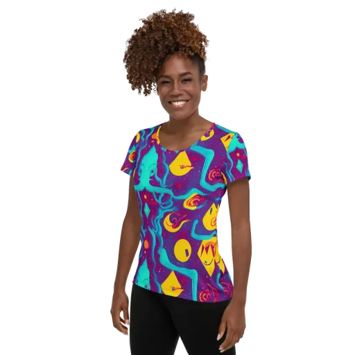 Cosmic Current on a Women's Athletic T-Shirt