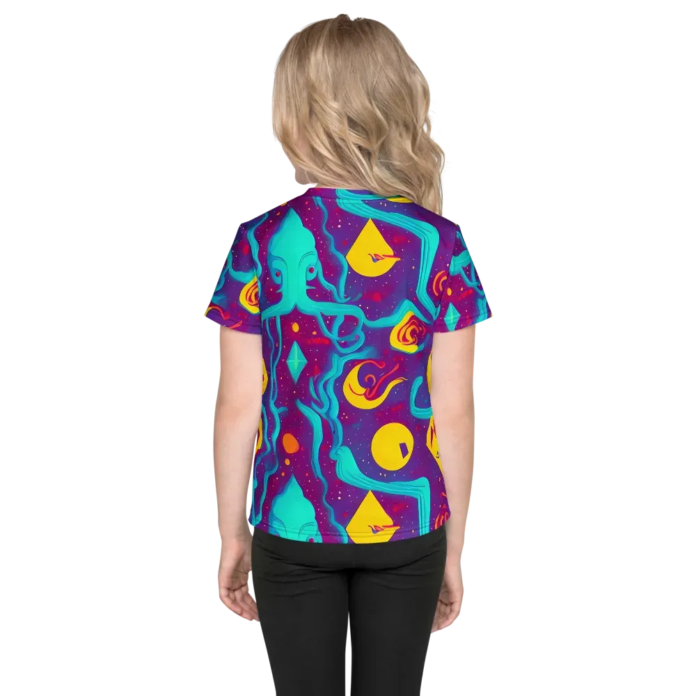 Cosmic Current on Kids Crew Neck T-Shirt — Back