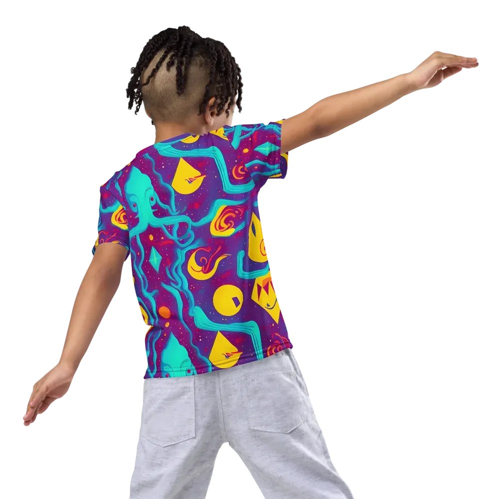 Cosmic Current on Kids Crew Neck T-Shirt — Back