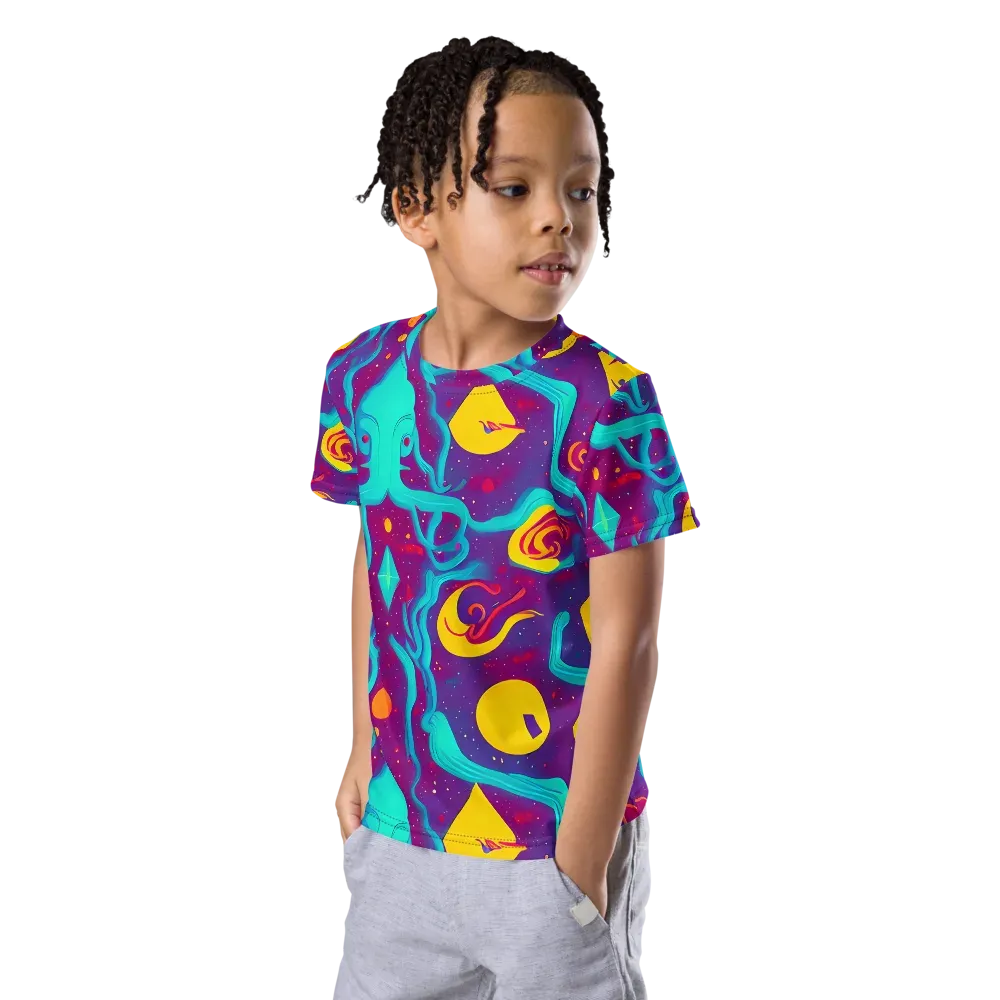 Cosmic Current on Kids Crew Neck T-Shirt — Left Front