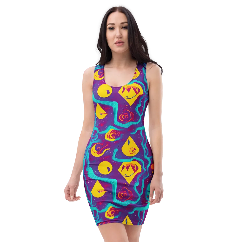 Cosmic Current on Bodycon Dress — Front