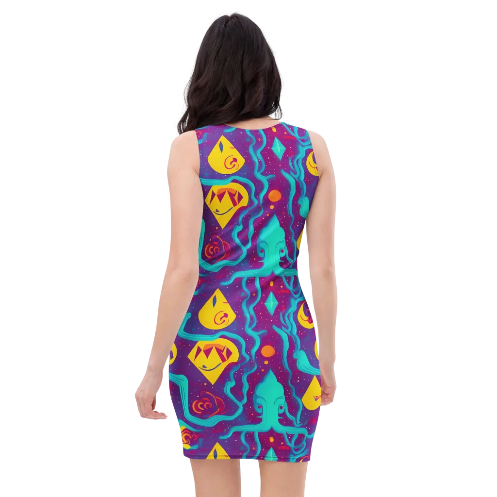 Cosmic Current on Bodycon Dress — Back