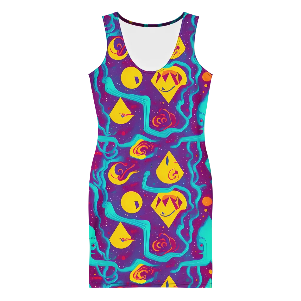 Cosmic Current on Bodycon Dress — Front