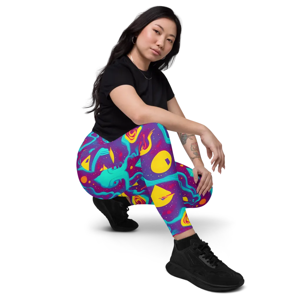 Cosmic Current on Leggings with Pockets — Right Front