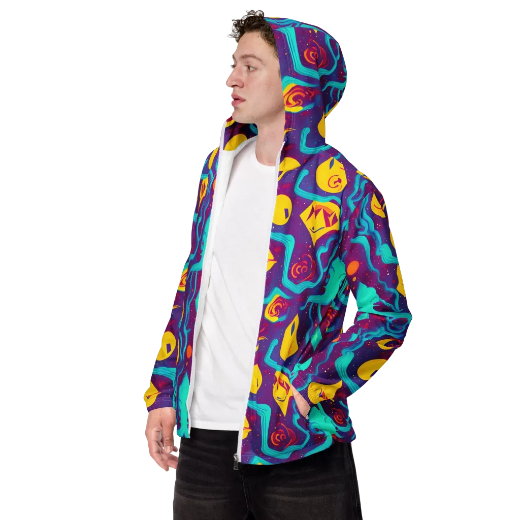 Cosmic Current on Men's Windbreaker — Left Front