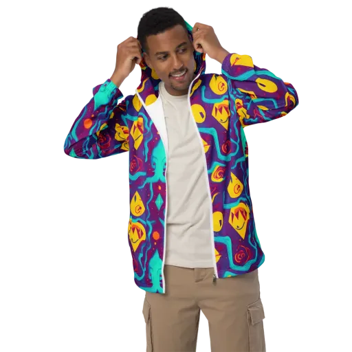 Cosmic Current on a Men's Windbreaker