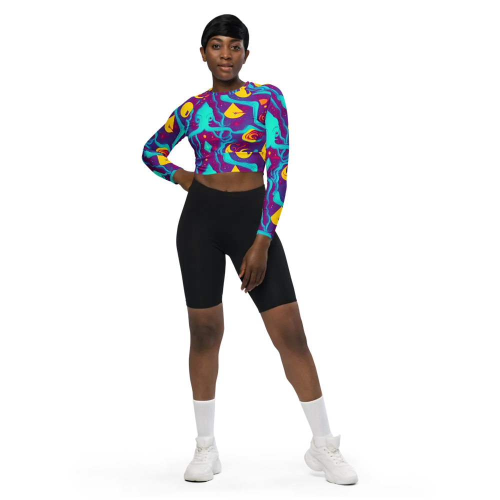 Cosmic Current on Long Sleeve Crop Top — Front