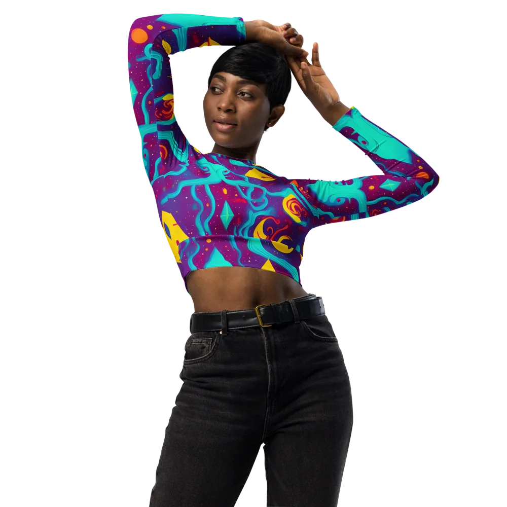 Cosmic Current on Long Sleeve Crop Top — Front