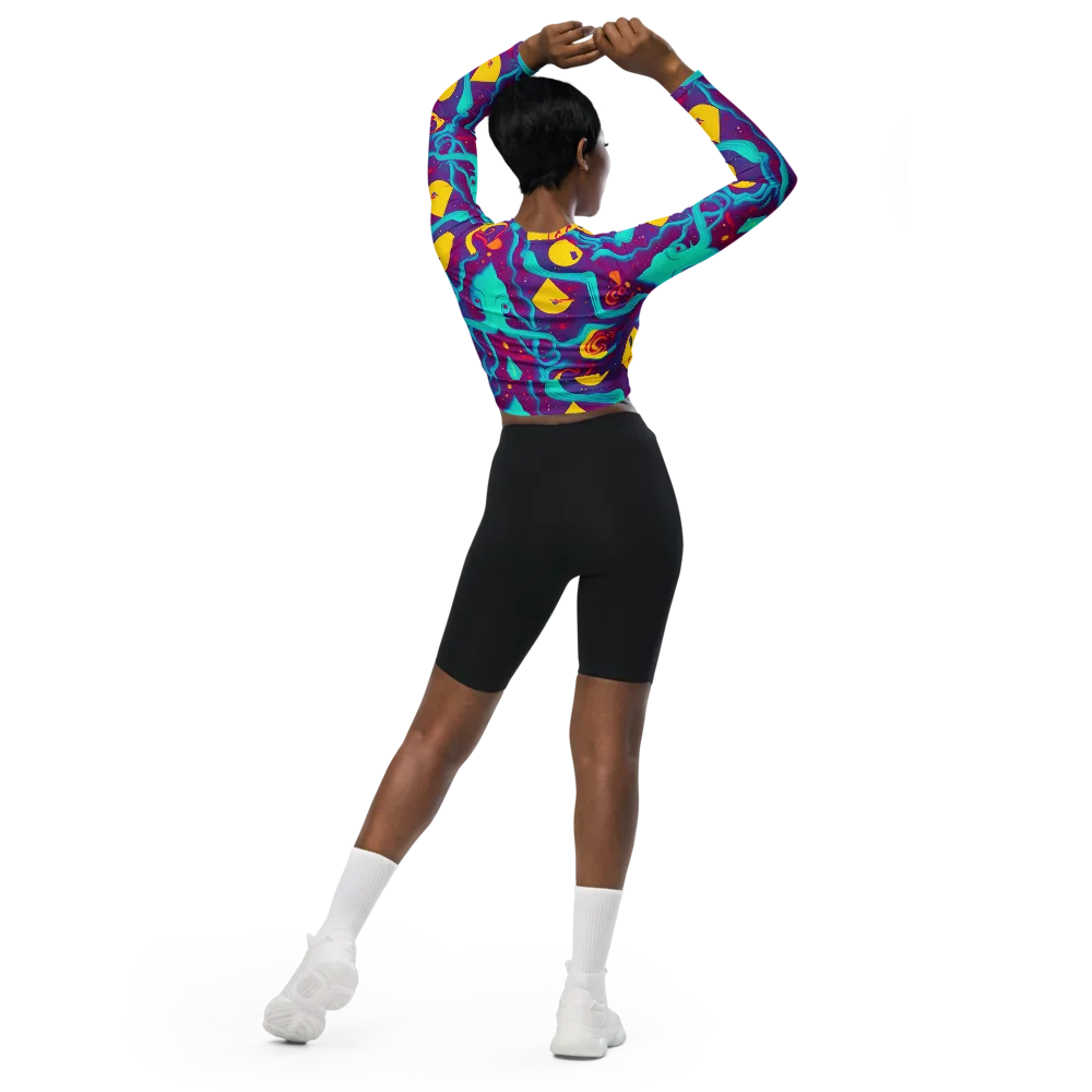Cosmic Current on Long Sleeve Crop Top — Back