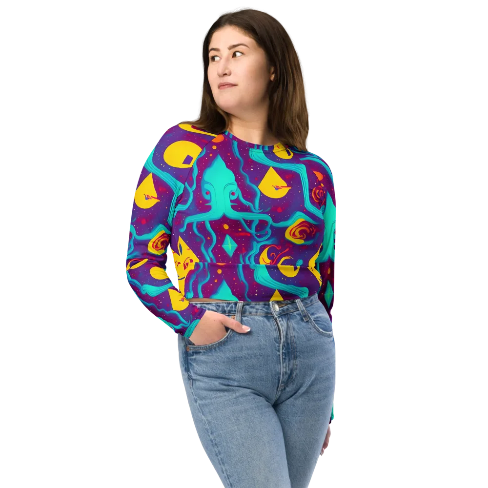 Cosmic Current on Long Sleeve Crop Top — Front