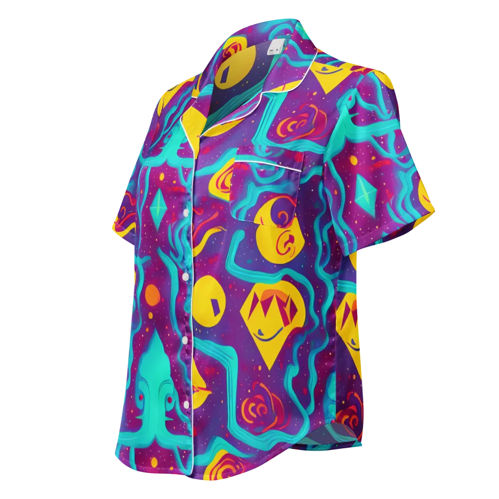 Cosmic Current on Women's Short Sleeve Pajama Top — Left Front